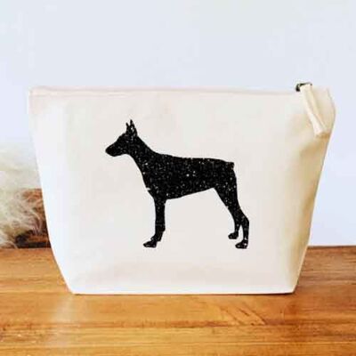 Doberman Make-Up Bag - Natural+black glitter