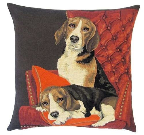 decorative pillow cover beagles on a sofa