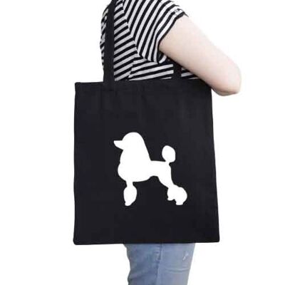 Poodle Organic Tote Bag - Black+matt white