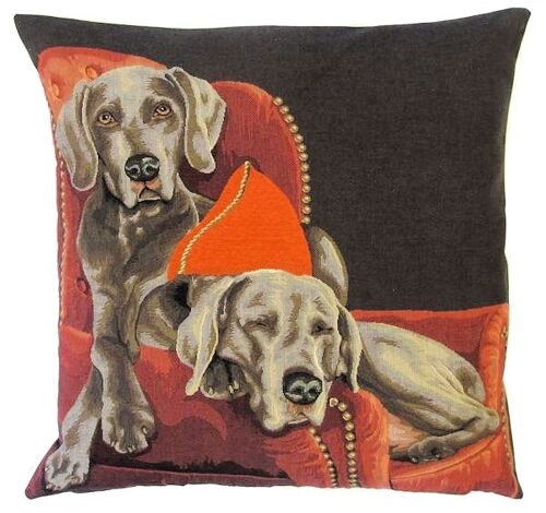 decorative pillow cover weimaraners on a sofa
