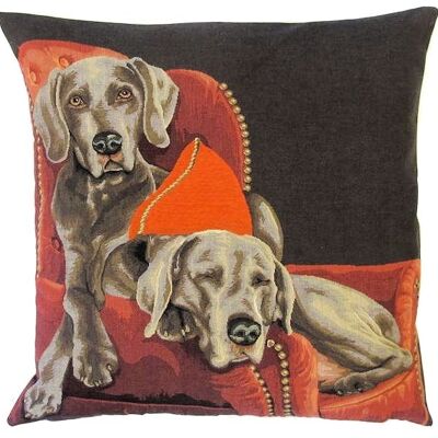 decorative pillow cover weimaraners on a sofa