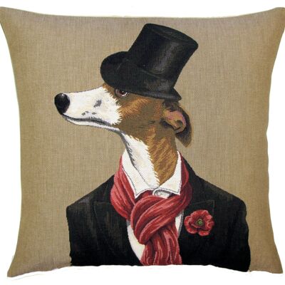 funda de almohada decorativa whippet con bufanda