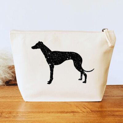 Greyhound Make-Up Bag - Natural+black glitter