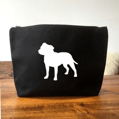 Staffordshire Bull Terrier Make-Up Bag - Black+matt white
