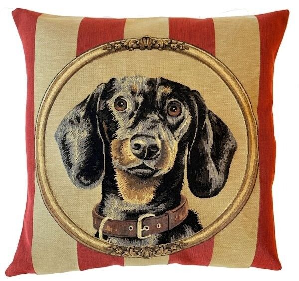 funda de almohada decorativa retrato de perro salchicha