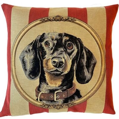 funda de almohada decorativa retrato de perro salchicha