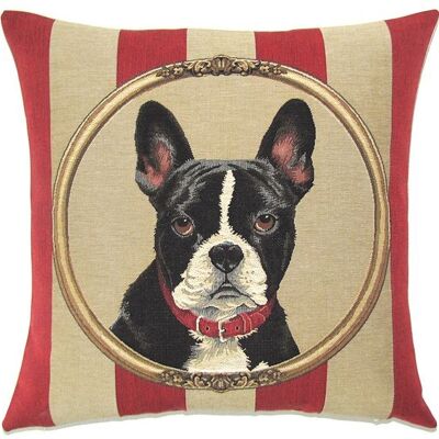 federa decorativa per cuscino ritratto boston terrier
