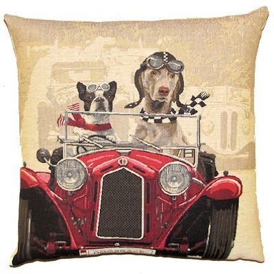 Funda de almohada decorativa perros de carreras rojo
