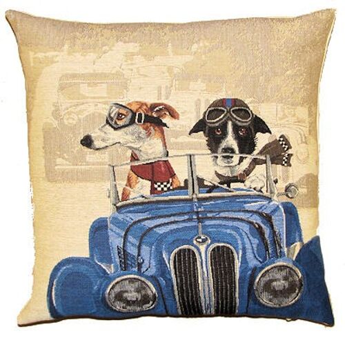 decorative pillow cover racing dogs blue