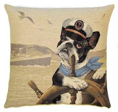 decorative pillow cover captain boston terrier