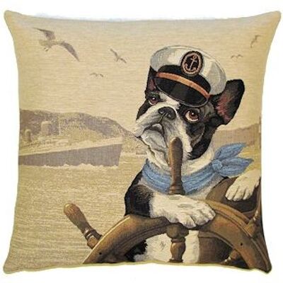 decorative pillow cover captain boston terrier