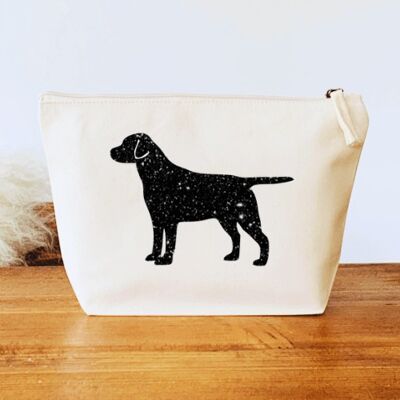 Labrador Make-Up Bag - Natural+black glitter