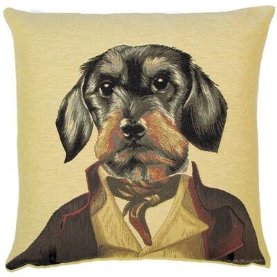 funda de almohada decorativa retrato de perro salchicha