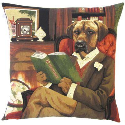 decorative pillow cover rhodesian ridgeback reading book