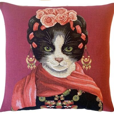taie d'oreiller décorative écharpe Kahlo Cat