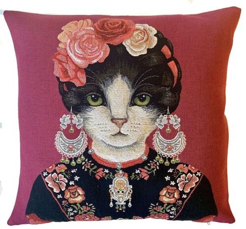 decorative pillow cover Kahlo cat