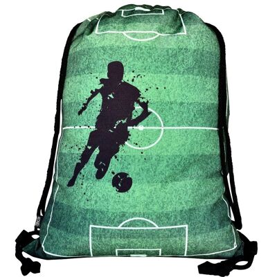 Jungen Mädchen Kinder Turnbeutel - Fussball Soccer Football Motiv - waschmaschinenfest - 40x32cm – für Kindergarten, Schule, Sport - Rucksack, Schuhbeutel, Tasche, Sporttasche, Fussballtasche