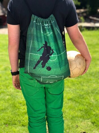 Sac de sport pour enfants garçons filles - motif football football - lavable en machine - 40x32cm - pour la maternelle, l'école, le sport - sac à dos, sac à chaussures, sac, sac de sport, sac de football 5