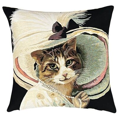 federa decorativa per cuscino belle epoque gatto rosa