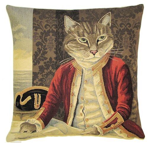 decorative pillow cat Susan Herbert cAPTAIN cOOK