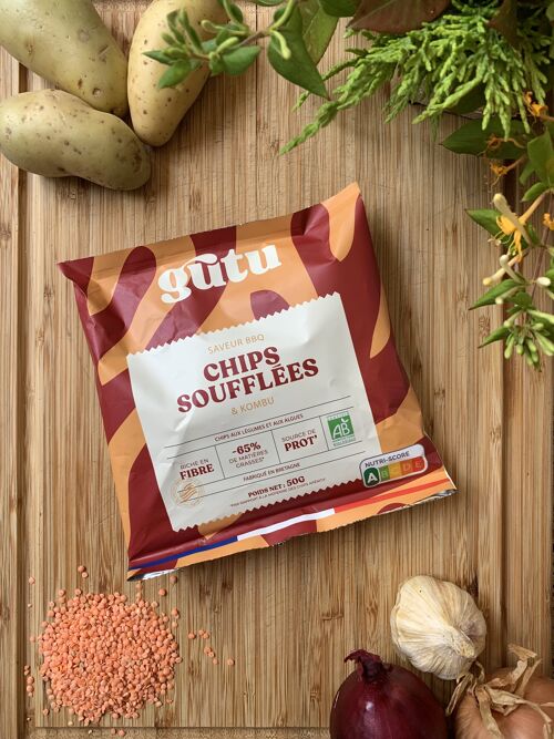 Chips GUTU Kombu BBQ 50g remplacé par Nuri Chips Soufflées algue kombu & BBQ 50g