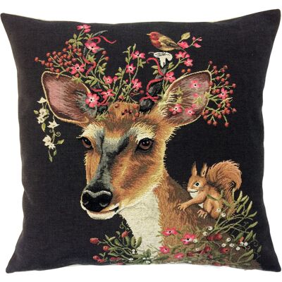 taie d'oreiller décorative cerf avec écureuil