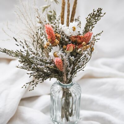 Vase et fleurs séchées beige, rose et blanc Esprit Champêtre 1