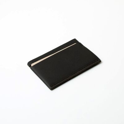 "Simple" card holder in leather - Chocolate