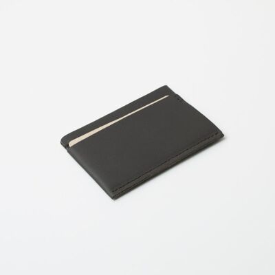 "Simple" card holder in leather - Slate gray