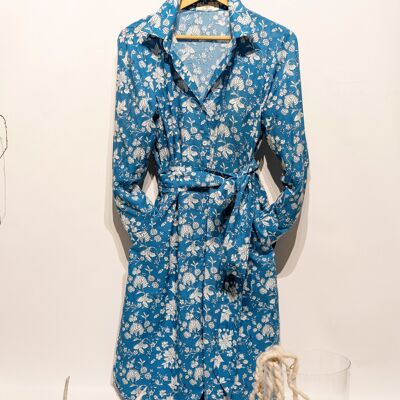 Womenswear Blue Chakri Print Cotton Shirt Dress