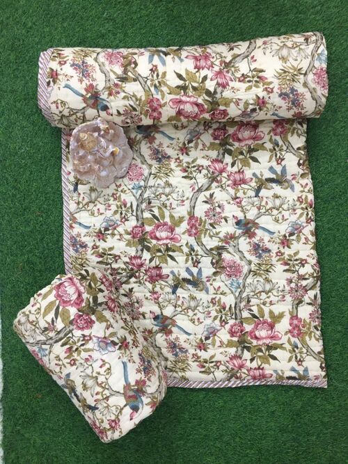 Pink vintage reversible quilt set, pair of 2