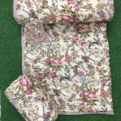 Pink vintage reversible quilt set, pair of 2