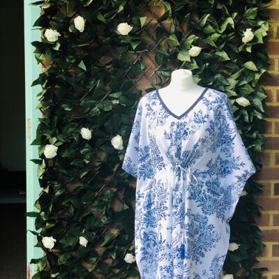 Women Classic Blue White Kaftan Dress