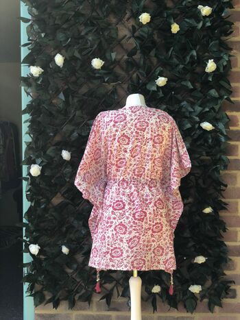 Robe caftan à fleurs rose pour femme 2