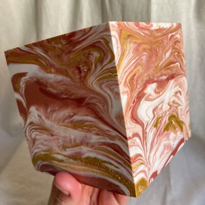 Marbled Planter in Blush Pink (With Gold Option) - With gold / sku129