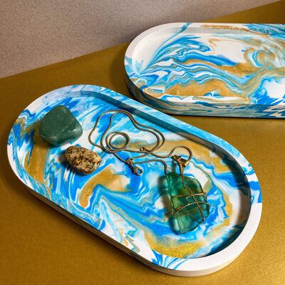 OVAL TRAY - BLUE MARBLE - Without gold or silver / sku202