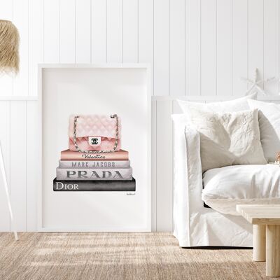 Pink Chanel & Books II painting