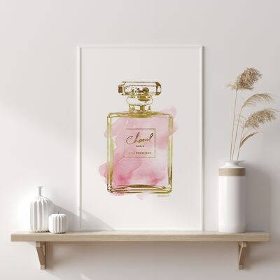 Dipinto Chanel Parfum oro e rosa