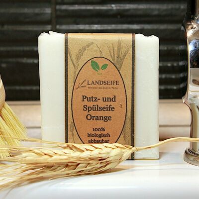 Jabón natural orgánico - jabón de limpieza y lavavajillas - ayudante doméstico con aroma a naranja