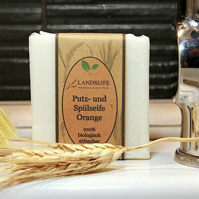 Jabón natural orgánico - jabón de limpieza y lavavajillas - ayudante doméstico con aroma a naranja