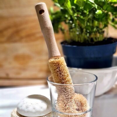 Cepillo para vasos y botellas - hecho de bambú y sisal