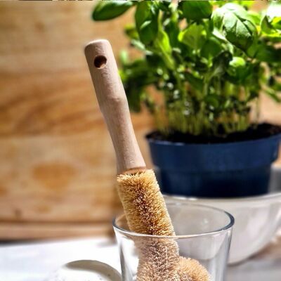 Spazzola per bicchieri e bottiglie - realizzata in bambù e sisal