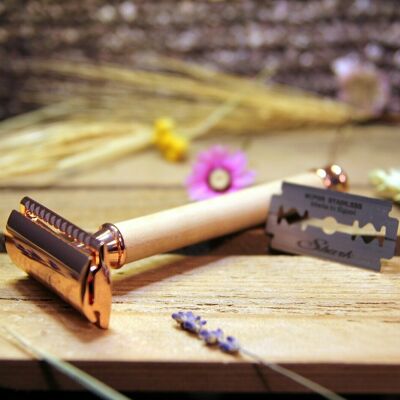 Bamboo safety razor for women + 5 blades