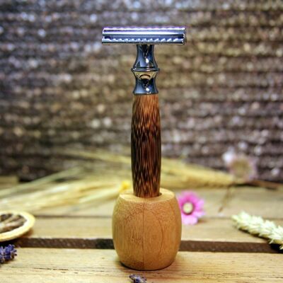 Soporte de bambú para maquinillas de afeitar de seguridad para hombres (mango grueso)