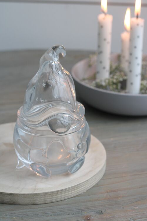 Glass Gonk Jar - White sparkles