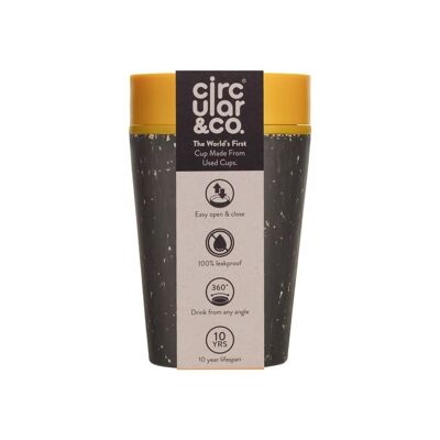Circular cup -Black & electric mustard