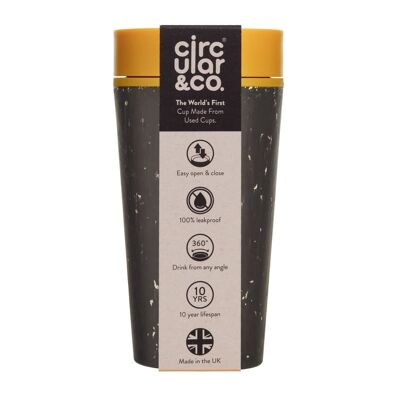 Circular cup- Black & electric mustard