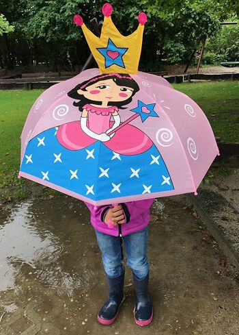 Parapluie 3D pour enfants parapluie princesse couronne rose - parapluie garçons filles - accessoires de maternelle et d'école - pour l'inscription à l'école pour le sac d'école 4