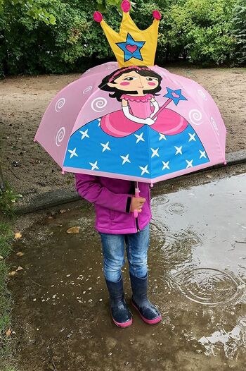 Parapluie 3D pour enfants parapluie princesse couronne rose - parapluie garçons filles - accessoires de maternelle et d'école - pour l'inscription à l'école pour le sac d'école 5