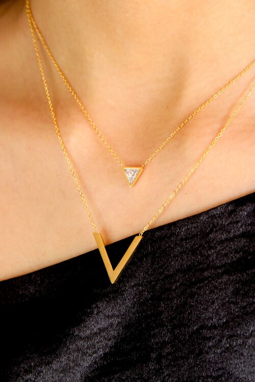Gold Geometric Layered Chain Necklace